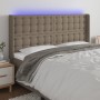 Taupe gray fabric headboard with LED 203x16x118/128 cm by , Headboards and footboards - Ref: Foro24-3124508, Price: 152,93 €,...