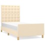 Bed frame with cream fabric headboard 80x200 cm by , Beds and slatted bases - Ref: Foro24-3125338, Price: 147,21 €, Discount: %