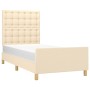 Bed frame with cream fabric headboard 80x200 cm by , Beds and slatted bases - Ref: Foro24-3125338, Price: 147,21 €, Discount: %