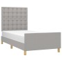 Light gray fabric bed frame with headboard 80x200 cm by , Beds and slatted bases - Ref: Foro24-3125333, Price: 161,12 €, Disc...