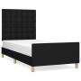 Estructura de cama con cabecero de tela negro 100x200 cm de , Camas y somieres - Ref: Foro24-3125359, Precio: 138,12 €, Descu...