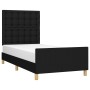 Bed frame with black fabric headboard 100x200 cm by , Beds and slatted bases - Ref: Foro24-3125359, Price: 138,12 €, Discount: %