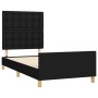 Bed frame with black fabric headboard 100x200 cm by , Beds and slatted bases - Ref: Foro24-3125359, Price: 138,12 €, Discount: %