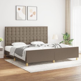 Bed frame with headboard in taupe gray fabric 200x200 cm by , Beds and slatted bases - Ref: Foro24-3125409, Price: 269,99 €, ...