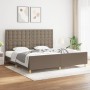 Bed frame with headboard in taupe gray fabric 200x200 cm by , Beds and slatted bases - Ref: Foro24-3125409, Price: 273,64 €, ...