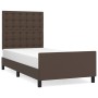 Brown synthetic leather headboard bed frame 100x200 cm by , Beds and slatted bases - Ref: Foro24-3125558, Price: 160,99 €, Di...