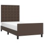 Estructura de cama cabecero cuero sintético marrón 100x200 cm de , Camas y somieres - Ref: Foro24-3125558, Precio: 160,71 €, ...