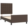 Estructura de cama cabecero cuero sintético marrón 100x200 cm de , Camas y somieres - Ref: Foro24-3125558, Precio: 160,71 €, ...