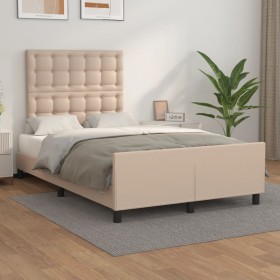 Cappuccino synthetic leather headboard bed frame 120x200cm by , Beds and slatted bases - Ref: Foro24-3125566, Price: 180,99 €...