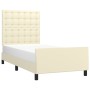 Estructura de cama con cabecero cuero sintético crema 90x190 cm de , Camas y somieres - Ref: Foro24-3125545, Precio: 156,99 €...