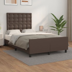 Brown synthetic leather headboard bed frame 120x200 cm by , Beds and slatted bases - Ref: Foro24-3125564, Price: 183,99 €, Di...