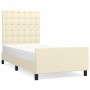 Bed frame with headboard cream synthetic leather 90x200 cm by , Beds and slatted bases - Ref: Foro24-3125551, Price: 160,99 €...