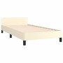 Bed frame with headboard cream synthetic leather 90x200 cm by , Beds and slatted bases - Ref: Foro24-3125551, Price: 160,99 €...