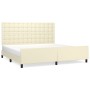 Estructura de cama con cabecero cuero sintético crema 200x200cm de , Camas y somieres - Ref: Foro24-3125593, Precio: 234,64 €...