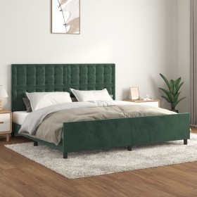 Estructura cama con cabecero terciopelo verde oscuro 200x200 cm de , Camas y somieres - Ref: Foro24-3126022, Precio: 277,99 €...