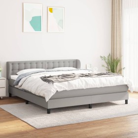 Box spring bed with light gray fabric mattress 160x200 cm by , Beds and slatted bases - Ref: Foro24-3126573, Price: 511,88 €,...