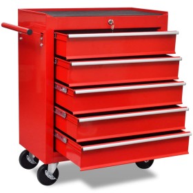 Roter Werkzeugkastenwagen mit 5 Schubladen von vidaXL, Lastenstapler - Ref: Foro24-141954, Preis: 225,53 €, Rabatt: %