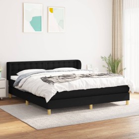 Cama box spring con colchón tela negro 160x200 cm de , Camas y somieres - Ref: Foro24-3127135, Precio: 493,52 €, Descuento: %