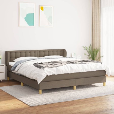 Box spring bed with taupe gray fabric mattress 160x200 cm by , Beds and slatted bases - Ref: Foro24-3127137, Price: 531,99 €,...