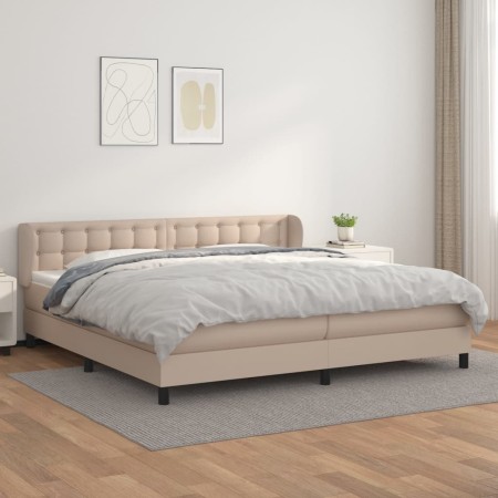 Cama box spring con colchón cuero sintético capuchino 200x200cm de , Camas y somieres - Ref: Foro24-3127336, Precio: 617,56 €...