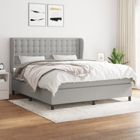 Box spring bed with light gray fabric mattress 160x200 cm by , Beds and slatted bases - Ref: Foro24-3128293, Price: 604,44 €,...