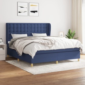 Box spring bed with blue fabric mattress 160x200 cm by , Beds and slatted bases - Ref: Foro24-3128859, Price: 594,32 €, Disco...