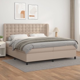 Cama box spring con colchón cuero sintético capuchino 200x200cm de , Camas y somieres - Ref: Foro24-3129056, Precio: 724,64 €...