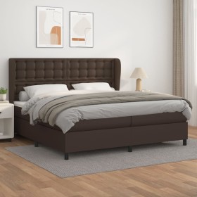 Box spring bed with brown synthetic leather mattress 200x200 cm by , Beds and slatted bases - Ref: Foro24-3129054, Price: 745...