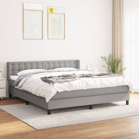 Cama box spring con colchón tela gris claro 160x200 cm de , Camas y somieres - Ref: Foro24-3130041, Precio: 540,39 €, Descuen...