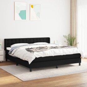 Cama box spring con colchón tela negro 160x200 cm de , Camas y somieres - Ref: Foro24-3130043, Precio: 509,99 €, Descuento: %