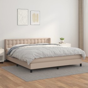 Box spring bed with cappuccino synthetic leather mattress 180x200cm by , Beds and slatted bases - Ref: Foro24-3130798, Price:...