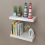 Set of 2 white MDF floating wall shelves for books/DVDs by vidaXL, Shelves and shelves - Ref: Foro24-242182, Price: 33,52 €, ...