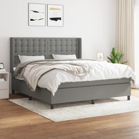 Cama box spring con colchón tela gris oscuro 160x200 cm de , Camas y somieres - Ref: Foro24-3131762, Precio: 556,31 €, Descue...