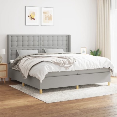 Cama box spring con colchón tela gris claro 200x200 cm de , Camas y somieres - Ref: Foro24-3132337, Precio: 644,18 €, Descuen...