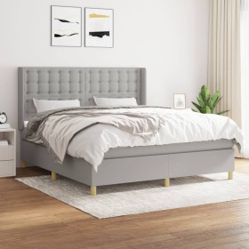 Box spring bed with light gray fabric mattress 160x200 cm by , Beds and slatted bases - Ref: Foro24-3132321, Price: 589,37 €,...