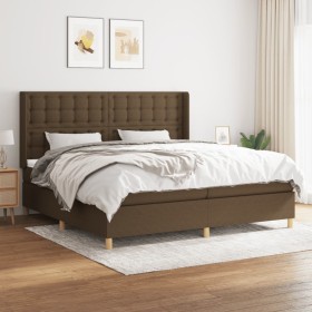 Cama box spring con colchón tela marrón oscuro 200x200 cm de , Camas y somieres - Ref: Foro24-3132340, Precio: 663,99 €, Desc...