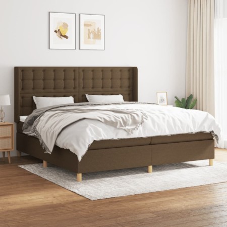 Box spring bed with dark brown fabric mattress 200x200 cm by , Beds and slatted bases - Ref: Foro24-3132340, Price: 693,21 €,...