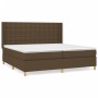 Cama box spring con colchón tela marrón oscuro 200x200 cm de , Camas y somieres - Ref: Foro24-3132340, Precio: 693,21 €, Desc...