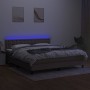 Boxspringbett mit Matratze und LED-Leuchten taupegrauer Stoff 160x200 cm von , Betten und Lattenroste - Ref: Foro24-3133489, ...