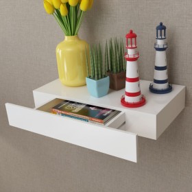 Floating wall shelf with 1 white MDF drawer for books/DVD by vidaXL, Shelves and shelves - Ref: Foro24-242187, Price: 41,75 €...