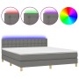 Cama box spring con colchón y LED tela gris oscuro 160x200 cm de , Camas y somieres - Ref: Foro24-3134046, Precio: 492,69 €, ...