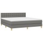 Cama box spring con colchón y LED tela gris oscuro 160x200 cm de , Camas y somieres - Ref: Foro24-3134046, Precio: 475,15 €, ...