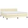 Cama box spring colchón y LED cuero sintético crema 200x200 cm de , Camas y somieres - Ref: Foro24-3134245, Precio: 629,42 €,...