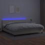 Cama box spring colchón y LED cuero sintético crema 200x200 cm de , Camas y somieres - Ref: Foro24-3134245, Precio: 629,42 €,...