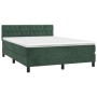 Cama box spring colchón y LED terciopelo verde oscuro 140x200cm de , Camas y somieres - Ref: Foro24-3134588, Precio: 465,92 €...