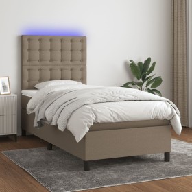 Box spring bed with mattress and taupe gray LED lights 80x200 cm by , Beds and slatted bases - Ref: Foro24-3135153, Price: 34...