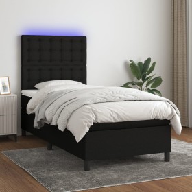 Cama box spring colchón y luces LED tela negro 80x200 cm de , Camas y somieres - Ref: Foro24-3135151, Precio: 312,99 €, Descu...