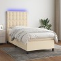 Box spring bed mattress and LED lights cream fabric 90x200 cm by , Beds and slatted bases - Ref: Foro24-3135170, Price: 363,3...