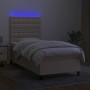 Cama box spring colchón y luces LED tela crema 90x200 cm de , Camas y somieres - Ref: Foro24-3135170, Precio: 363,39 €, Descu...