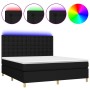 Boxspringbettmatratze und LED-Leuchten aus schwarzem Stoff 160x200 cm von , Betten und Lattenroste - Ref: Foro24-3135767, Pre...